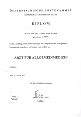 Diplom Arzt f. Allgemeinmedizin