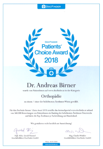 docfinder patients choice award 2018 dr. andreas birner